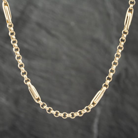 Second Hand 14ct Yellow Gold Double Bar Section Fancy 20 Inch Belcher Chain 41041434