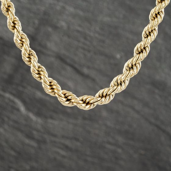 Second Hand 9ct Yellow Gold Graduated 16 Inch Rope Chain 41041441