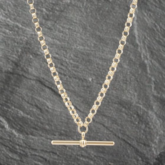 Second Hand 9ct Yellow Gold T Bar 18 Inch Belcher Chain 41041473