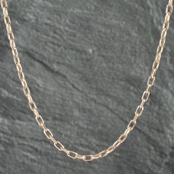 Second Hand 9ct Rose Gold Oblong Link 27 Inch Belcher Chain 41041544