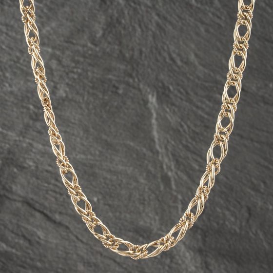 Second Hand 9ct Yellow Gold Fancy Double 25 Inch Curb Chain 41041578