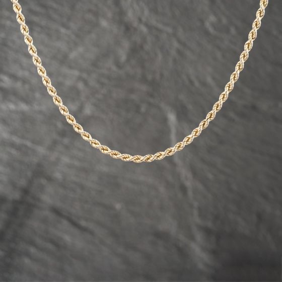 Second Hand 9ct Yellow Gold Solid 15 Inch Rope Chain 41041591