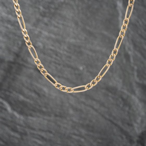 Second Hand 9ct Yellow Gold 3+1 18 Inch Figaro Chain 41041611