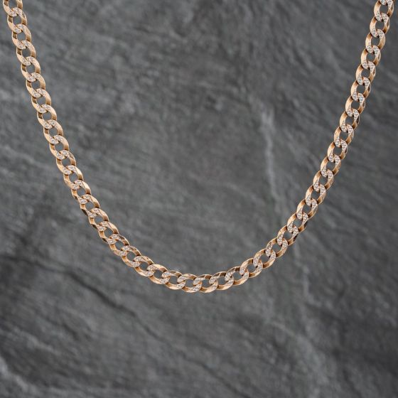 Second Hand 9ct Two Colour Gold 18 Inch Curb Chain 41041625