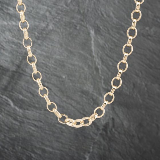 Second Hand 9ct Yellow Gold Patterned Large 22 Inch Belcher Chain 41041645
