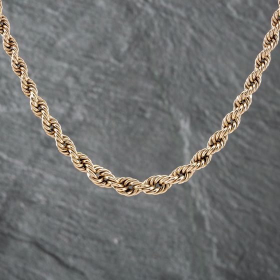 Second Hand 9ct Yellow Gold Graduated 16 Inch Rope Chain 41041651