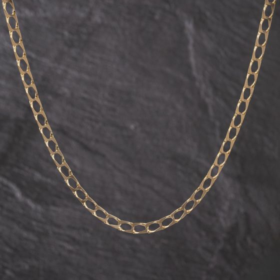 Second Hand 9ct Yellow Gold Flat Link Square 21 Inch Curb Chain 41041681