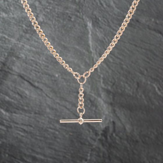 Second Hand 9ct Rose Gold 16 Inch T-Bar Curb Chain 41041684