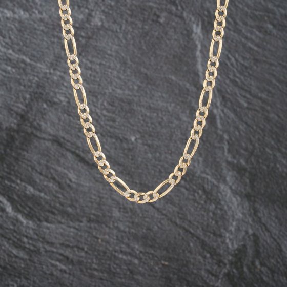 Second Hand 9ct Yellow Gold Hammered 18 Inch Figaro Chain 41041702
