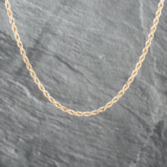 Second Hand 9ct Yellow Gold Solid 20 Inch Rope Chain 41041708