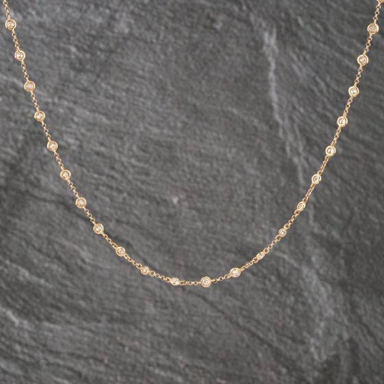 Second Hand 18ct Rose Gold Diamond 26 Inch Belcher Chain 41041727