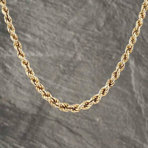 Second Hand 9ct Yellow Gold Graduated 19 Inch Rope Chain 41041740