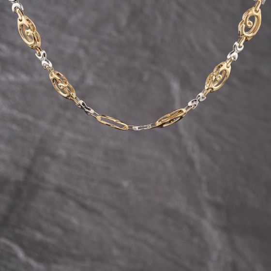 Second Hand 9ct Two Colour Gold Kiss & Swirl 15 Inch Fancy Chain 41041773