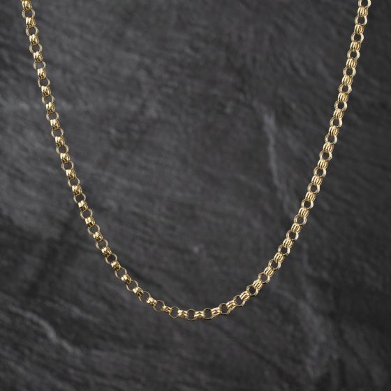 Second Hand 9ct Yellow Gold Circular Double Link 22 Inch Belcher Chain 41041799