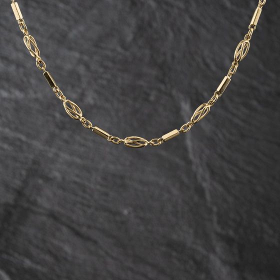 Second Hand 9ct Yellow Gold Fancy 16 Inch Bar Chain 41041801