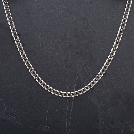Second Hand 9ct White Gold 18 Inch Flat Curb Link Chain 4104313