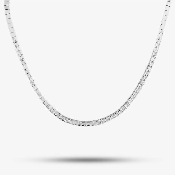Second Hand 18ct White Gold Brilliant Cut Diamond 17 Inch Tennis Necklace 41043331