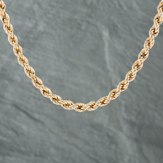 Second Hand 9ct Yellow Gold 20 Inch Rope Chain 41043653 - thbaker.co.uk