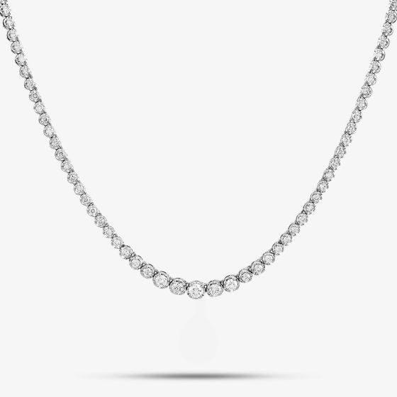 Second Hand 18ct White Gold 2.50ct Brilliant Cut Diamond Graduated 16 Inch Tennis Necklace 4104762