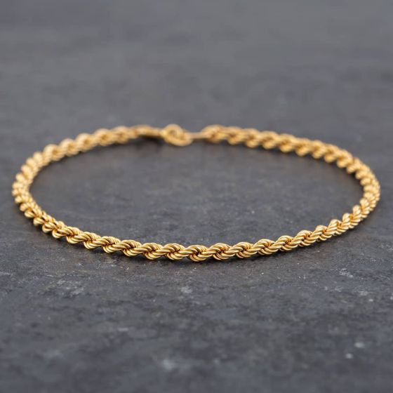Second Hand 9ct Yellow Gold Rope Chain Bracelet 4105001101
