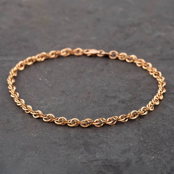 Second Hand 9ct Rose Gold 7.5 Inch Rope Chain Bracelet 41051032