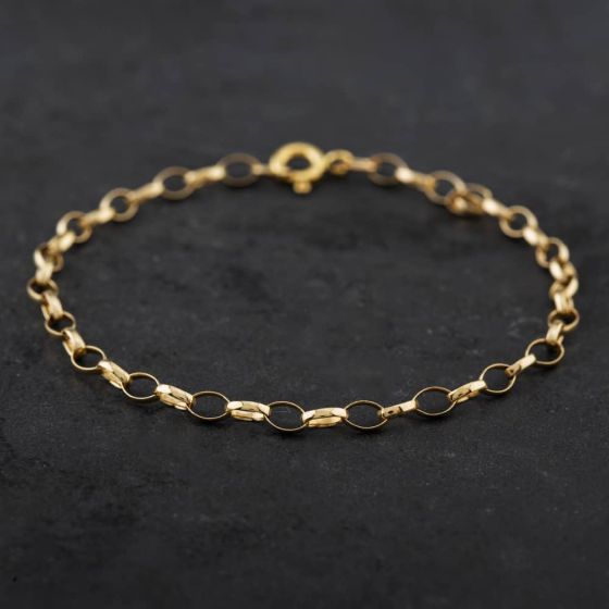 Second Hand 9ct Yellow Gold Belcher Chain Bracelet 4105107
