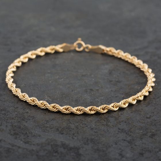 Second Hand 9ct Yellow Gold Rope Chain Bracelet 4105119