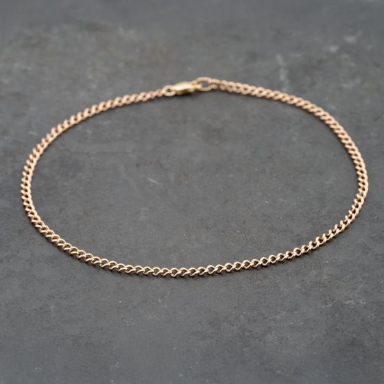 Second Hand 9ct Yellow Gold 25cm Curb Chain Anklet 41061214