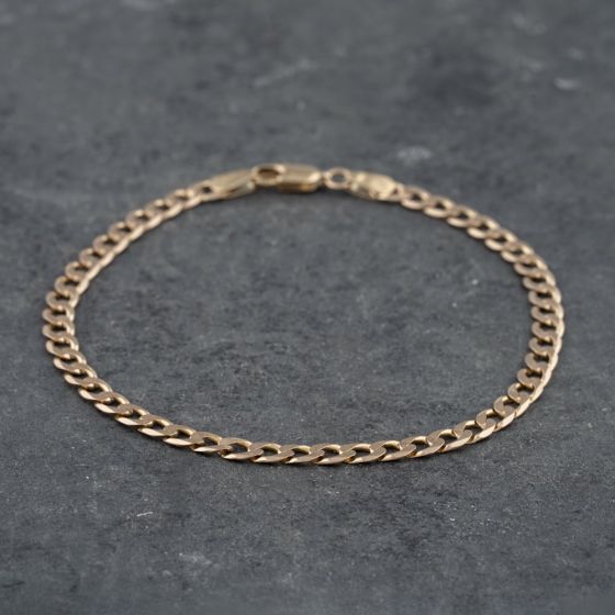 Second Hand 9ct Yellow Gold Flat 7.5 Inch Curb Chain Bracelet 41061267
