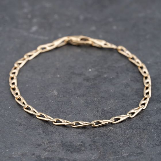 Second Hand 9ct Yellow Gold Fancy 7.5 Inch Curb Chain Bracelet 41061269