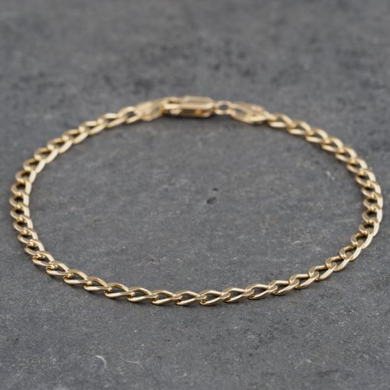 Second Hand 9ct Yellow Gold 7 Inch Curb Chain Bracelet 41061277