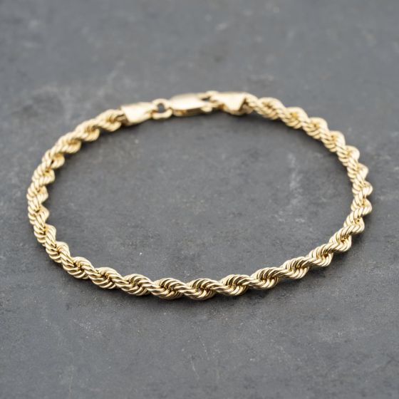 Second Hand 9ct Yellow Gold 7.5 Inch Rope Chain Bracelet 41061286