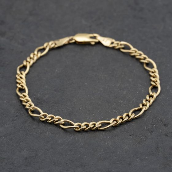 Second Hand 9ct Yellow Gold 7 Inch Figaro Chain Bracelet 41061291