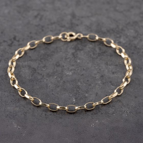 Second Hand 9ct Yellow Gold Oval 7 Inch Belcher Chain Bracelet 41061302