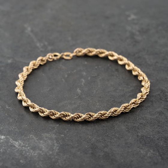 Second Hand 9ct Yellow Gold 7.5 Inch Rope Chain Bracelet 41061315