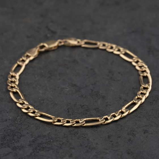 Second Hand 9ct Yellow Gold 7 Inch Figaro Chain Bracelet 41061350