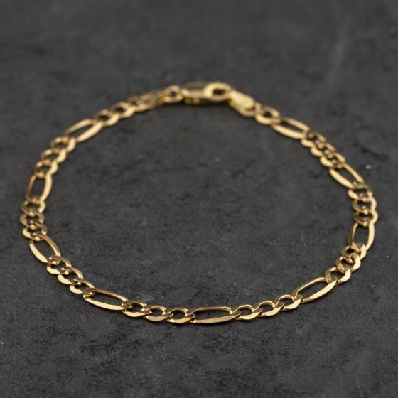 Second Hand 9ct Yellow Gold 7.5 Inch Figaro Chain Bracelet 41061353