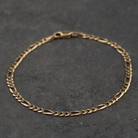 Second Hand 9ct Yellow Gold 7.5 Inch Figaro Chain Bracelet 41061354