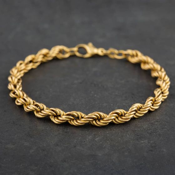 Second Hand 18ct Yellow Gold Rope Chain Bracelet 4107150