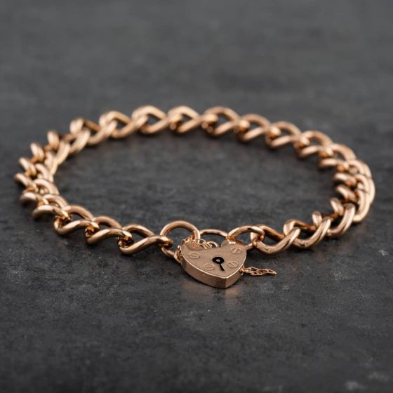 Second Hand 9ct Rose Gold Curb Chain Bracelet 4107237