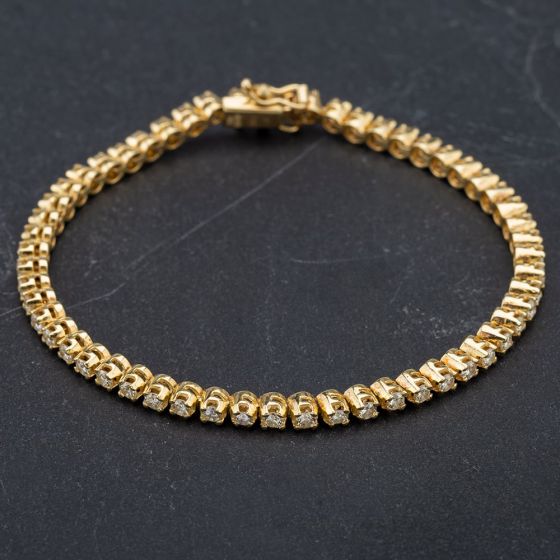 Second Hand 14ct Yellow Gold 2.75ct Brilliant Cut Diamond Tennis Bracelet 4107881