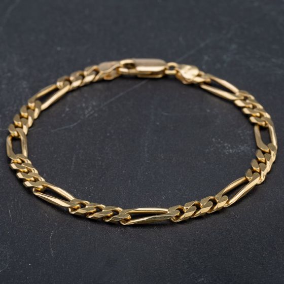 Second Hand 9ct Yellow Gold 7.5 Inch Figaro Link Bracelet 4107889