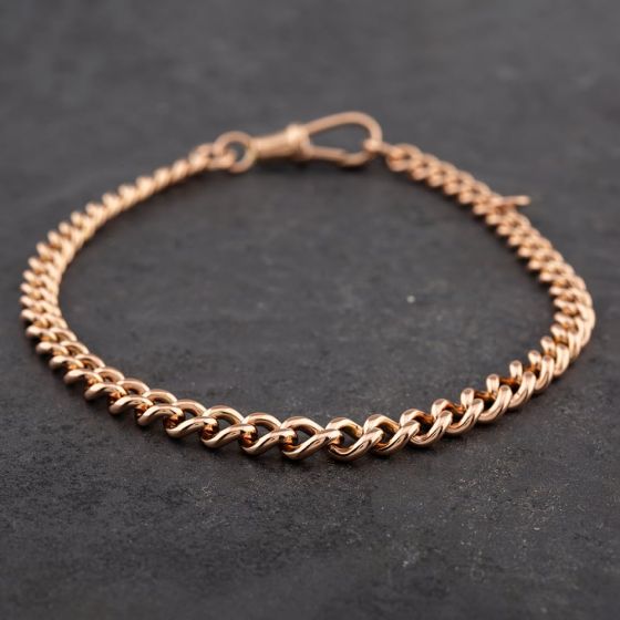 Second Hand 9ct Rose Gold Graduated Albert 9 Inch Chain Bracelet 41081080