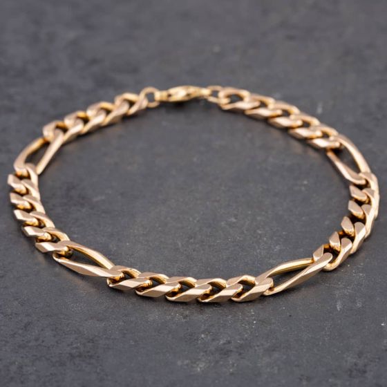 Second Hand 9ct Yellow Gold 9 Inch Figaro Chain Bracelet 41081097