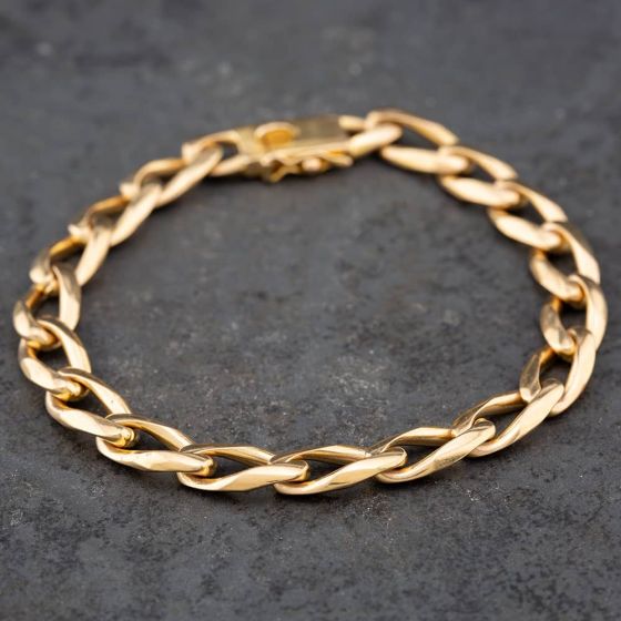 Second Hand 9ct Yellow Gold Heavy 8.5 Inch Curb Chain Bracelet 41081122