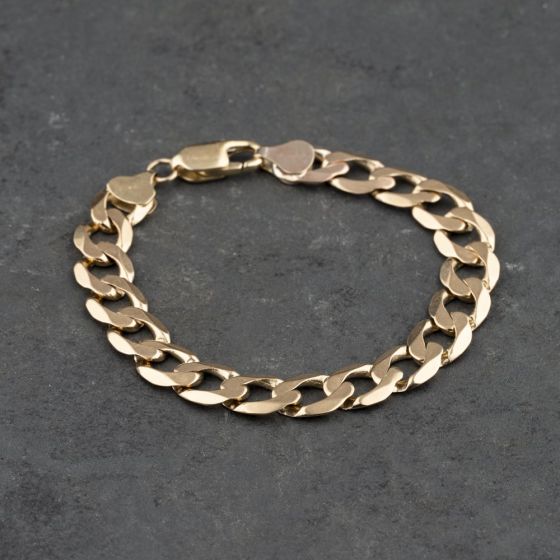 Second Hand 9ct Yellow Gold Open Link 7.25 Inch Curb Chain Bracelet 41081147