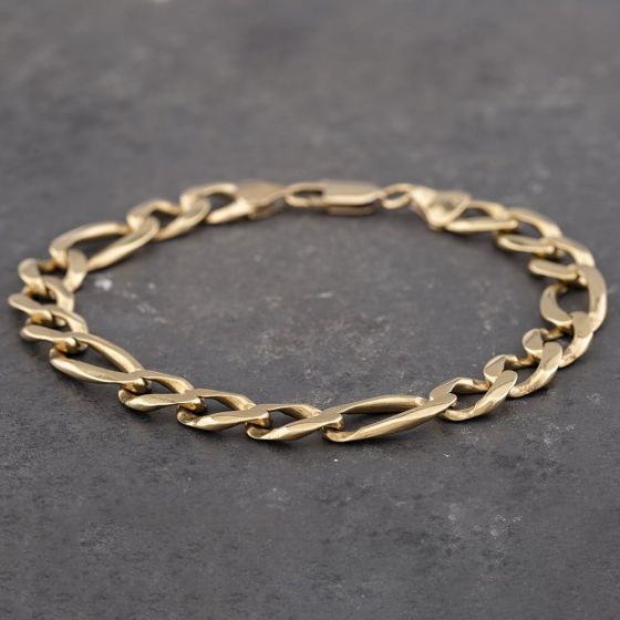 Second Hand 9ct Yellow Gold 9 Inch Figaro Chain Bracelet 41081154