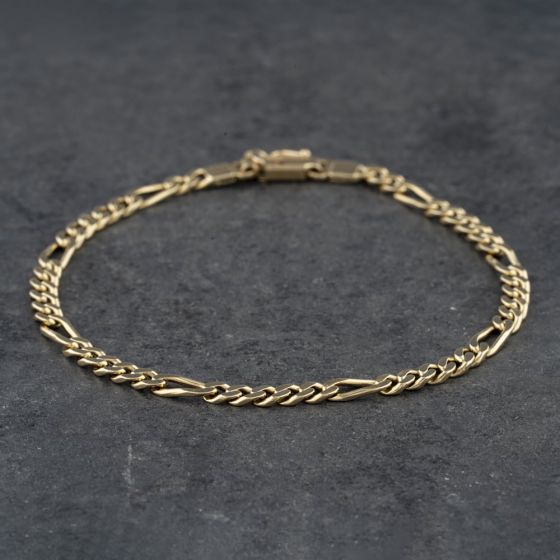 Second Hand 18ct Yellow Gold 5+1 Link 8.5 Inch Curb Chain Bracelet 41081165