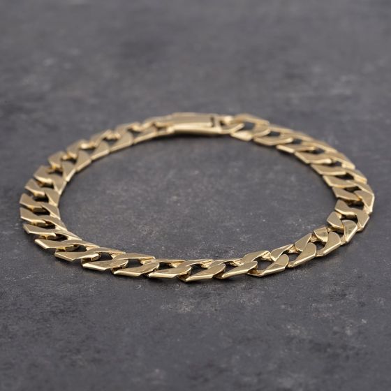 Second Hand 9ct Yellow Gold 8.5 Inch Curb Chain Bracelet 41081169