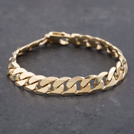 Second Hand 9ct Yellow Gold Heavy 8 Inch Curb Chain Bracelet 41081176